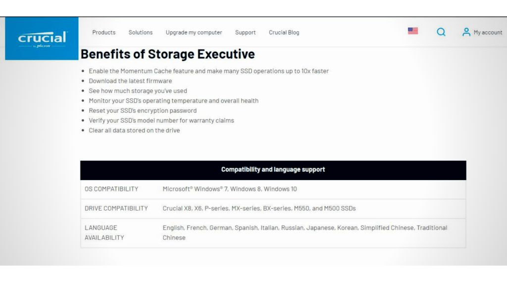 crucial storage executive diagnostic