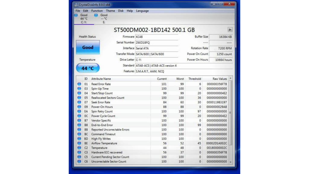 Using Crystal Disk Info