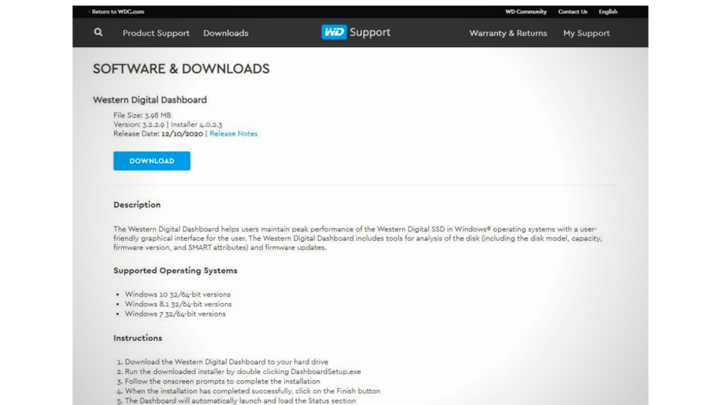 WD SSD Dashboard