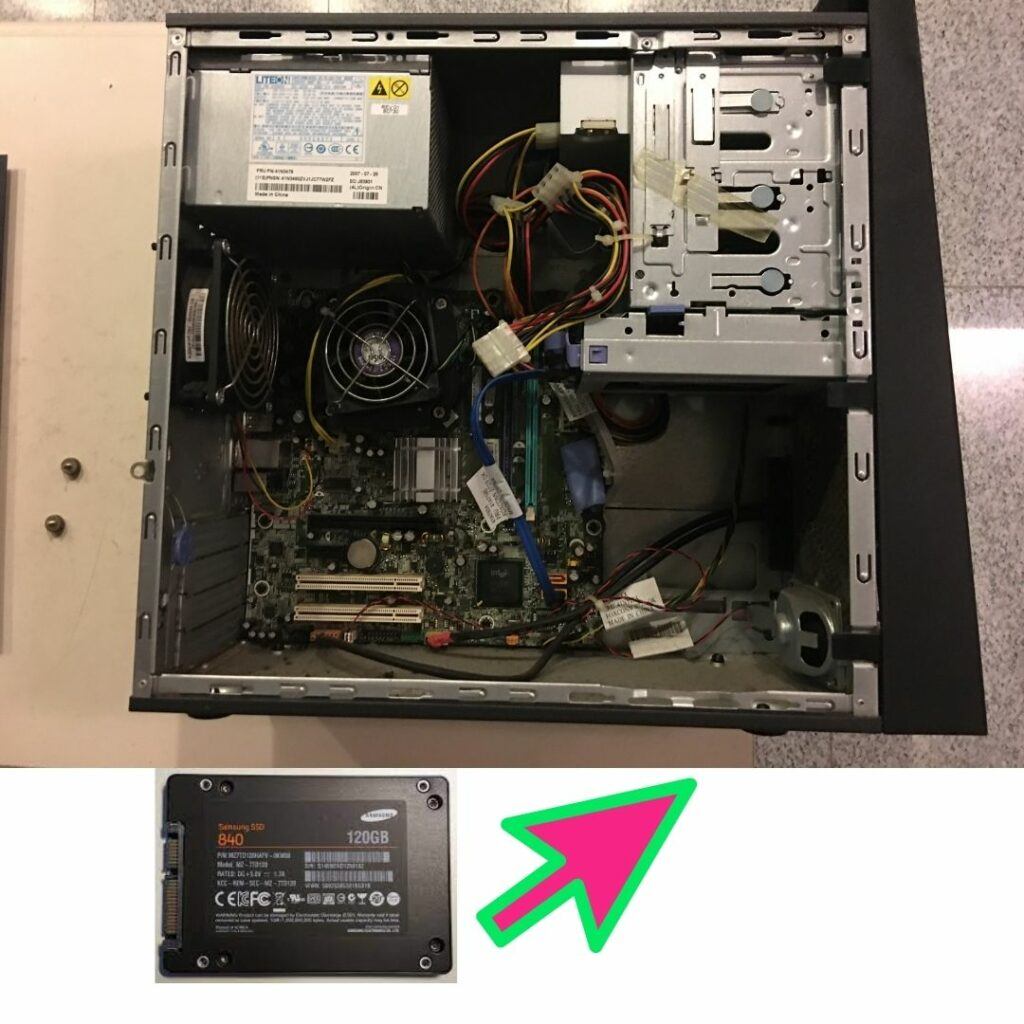 Install 2.5" SATA SSD inside the desktop computer